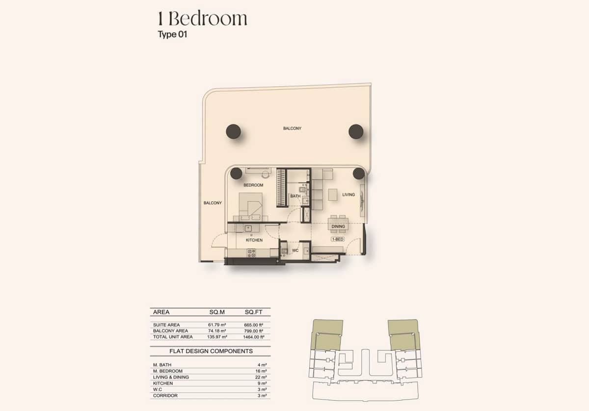 1 Bedroom Apartments Type-1