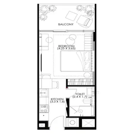 Hammock Park Apartments by Divine at Wasl Gate Studio Floor Plan