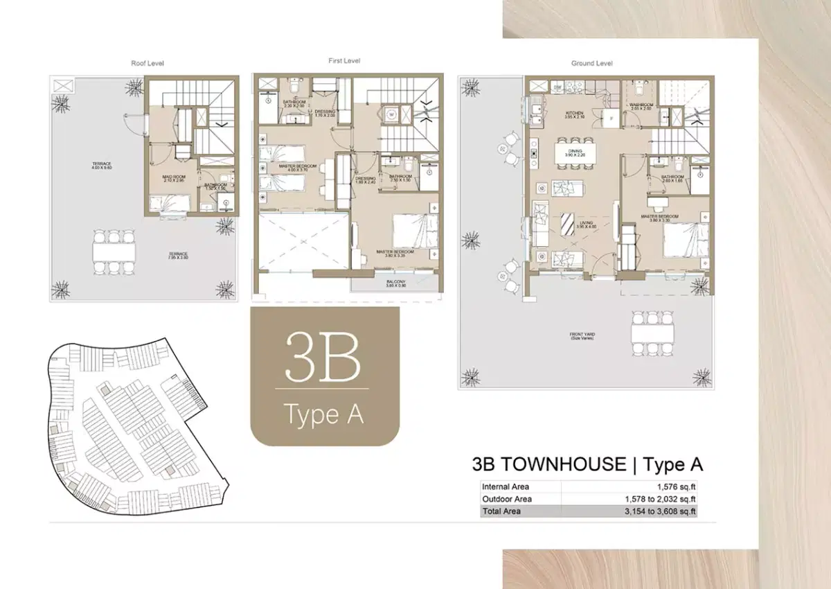 Verdana Residence 2 3BR Townhouses Floor Plan
