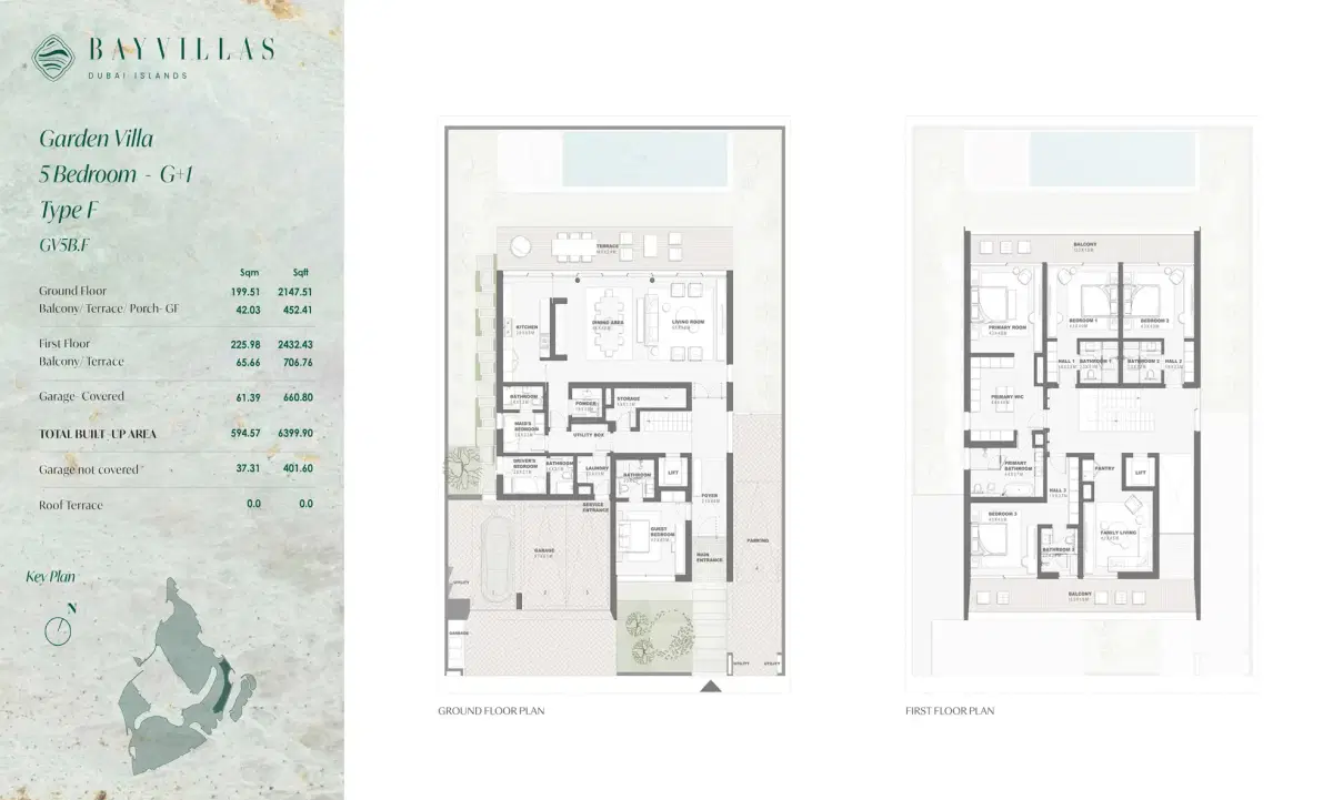 NAKHEEL Bay Townhouses & Villas at Dubai Islands 5 BR Floor Plan 6,399 Sq. Ft.