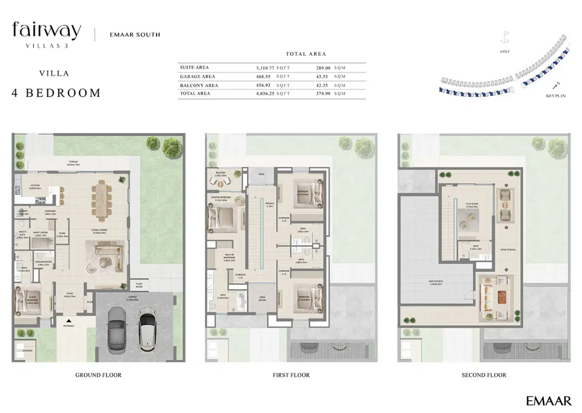 Emaar Fairway Villas 3 Emaar South Dubai 4 BR Villas Floor Plan