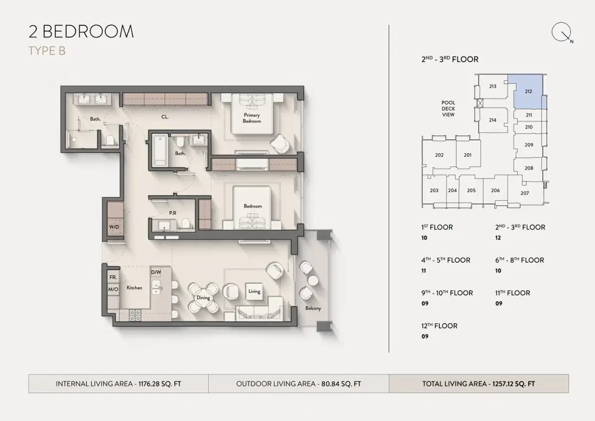 Ellington Hillmont Residences Jvc 2 BR Apartments Floor Plan