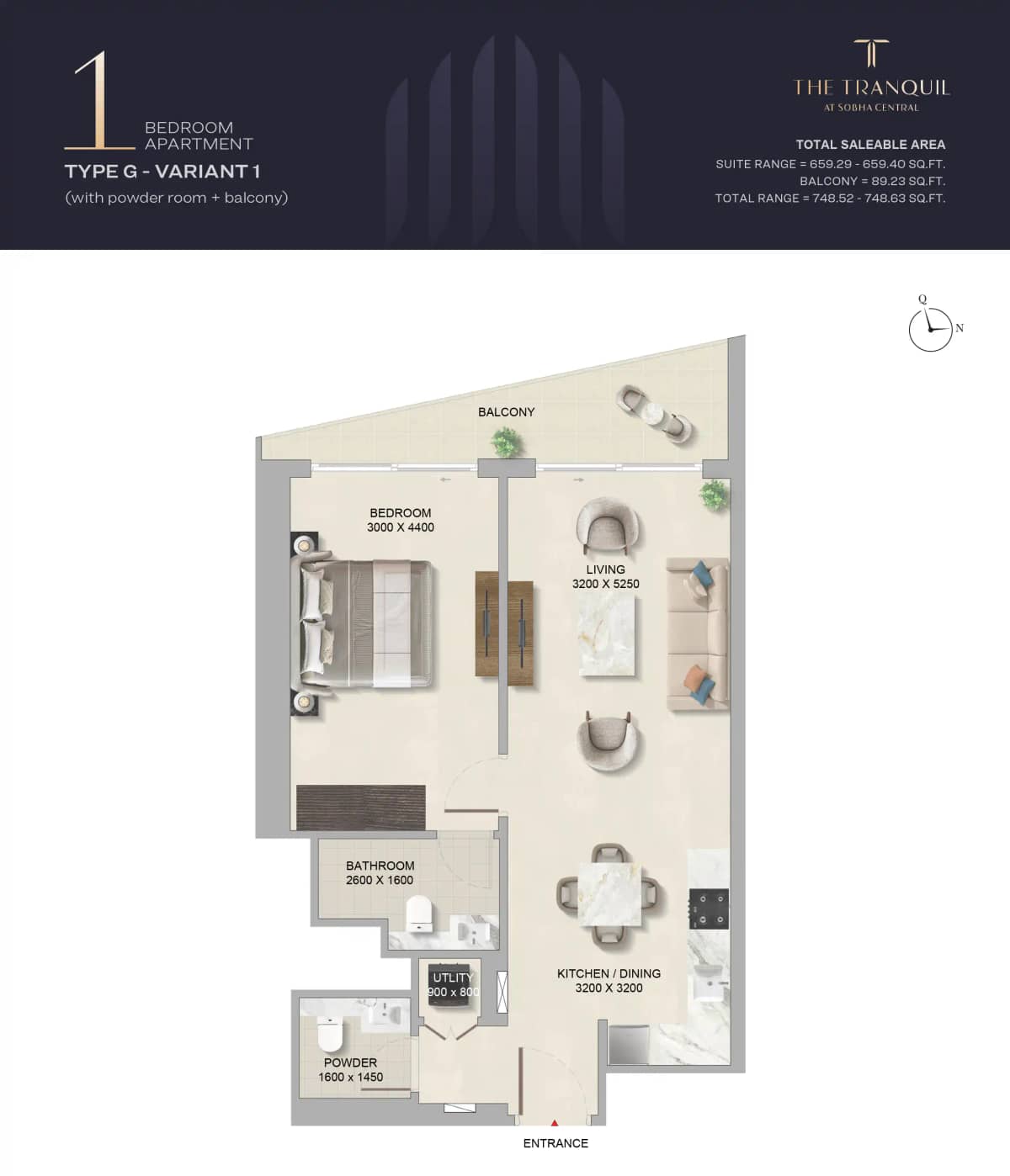 1 Bedroom Apartments Type-2