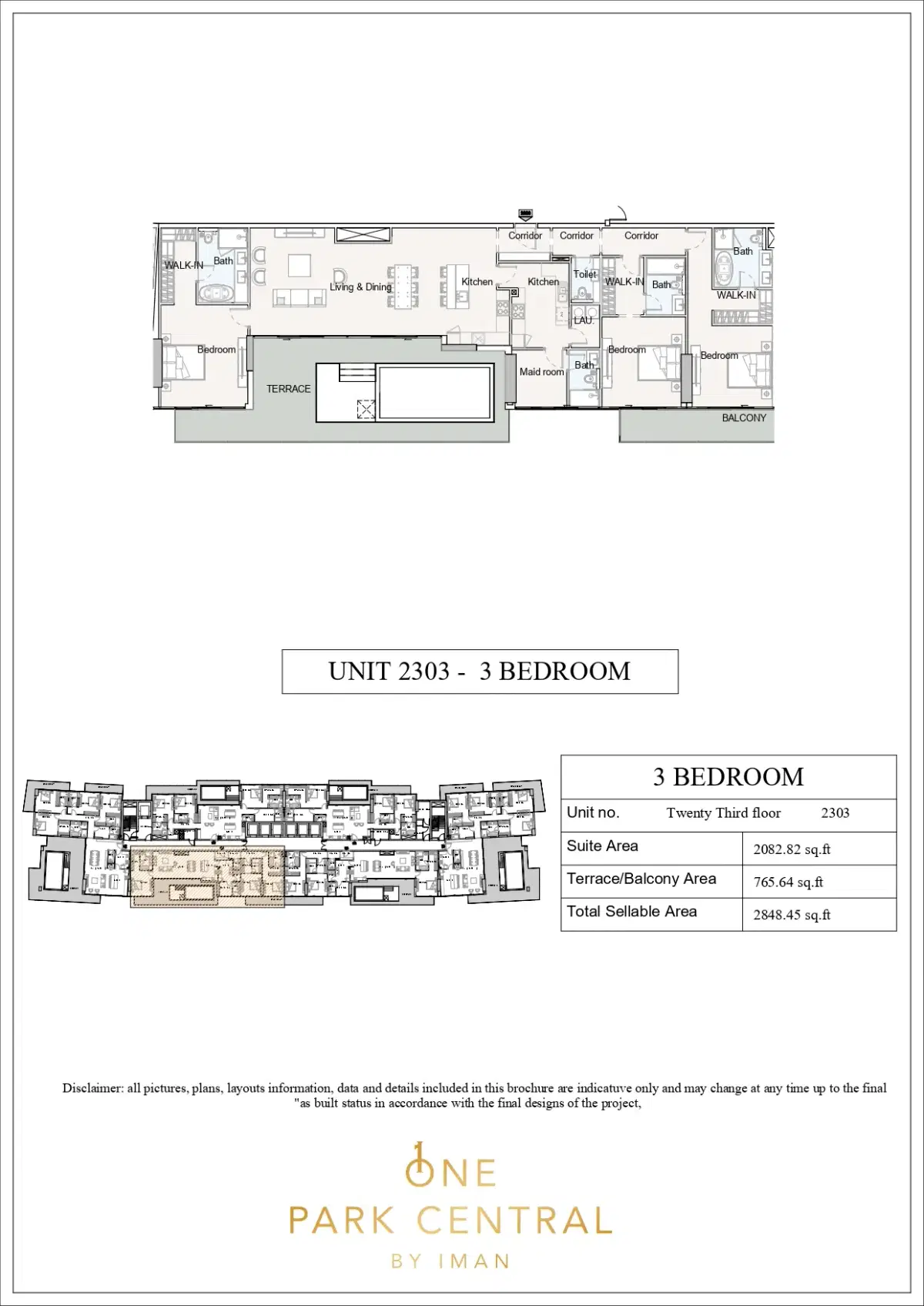 Iman One Park Central Jvc 3 BR Penthouses Floor Plan