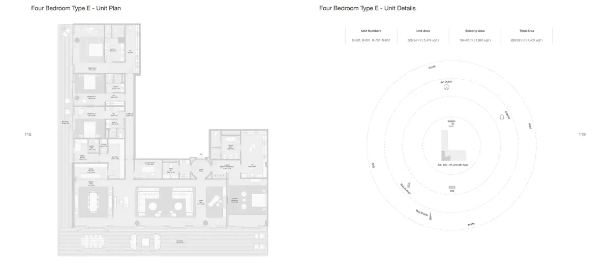 Armani Beach Residences Dubai 4 BR Floor Plan 7,459 Sq. Ft.