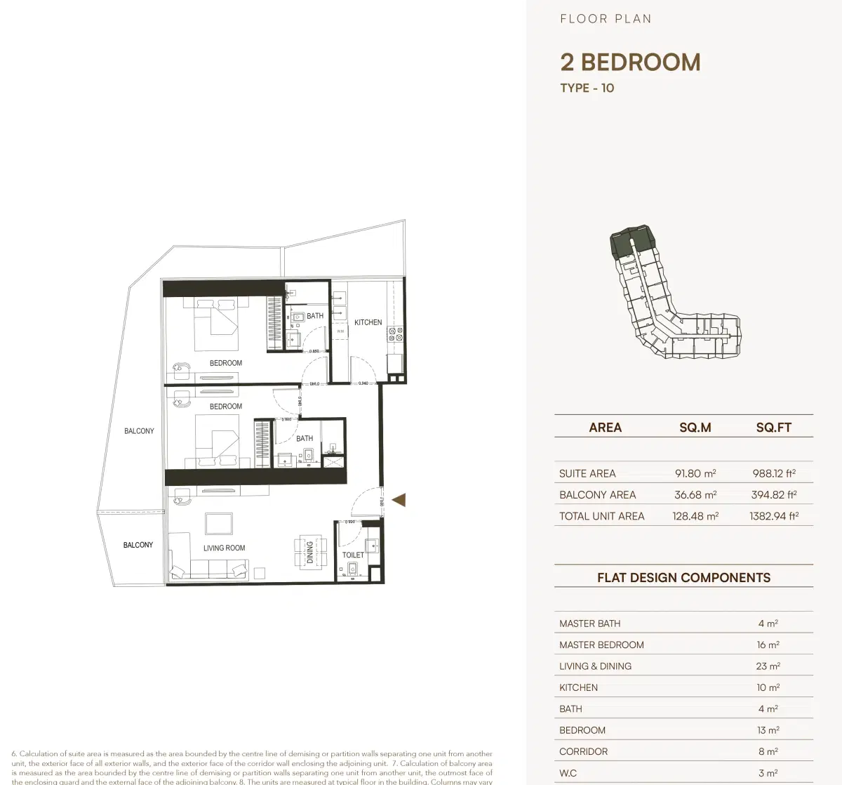Binghatti Haven In Dubai Sports City 2 BR Appartment Floor Plan