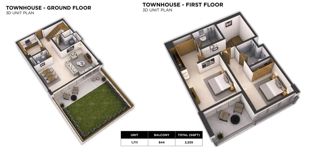 DAMAC Hills Loreto 3 Bedroom Townhouses Floor Plan