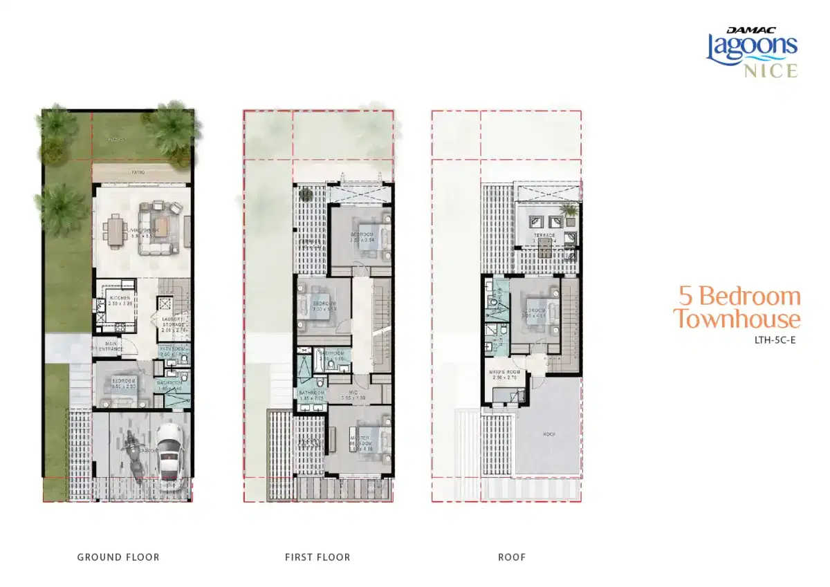 Damac Lagoons Nice 5 Bedroom Townhouses Floor Plan