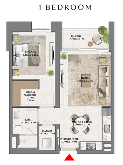 Emaar Parkside Views 1 BR Apartments Floor Plan