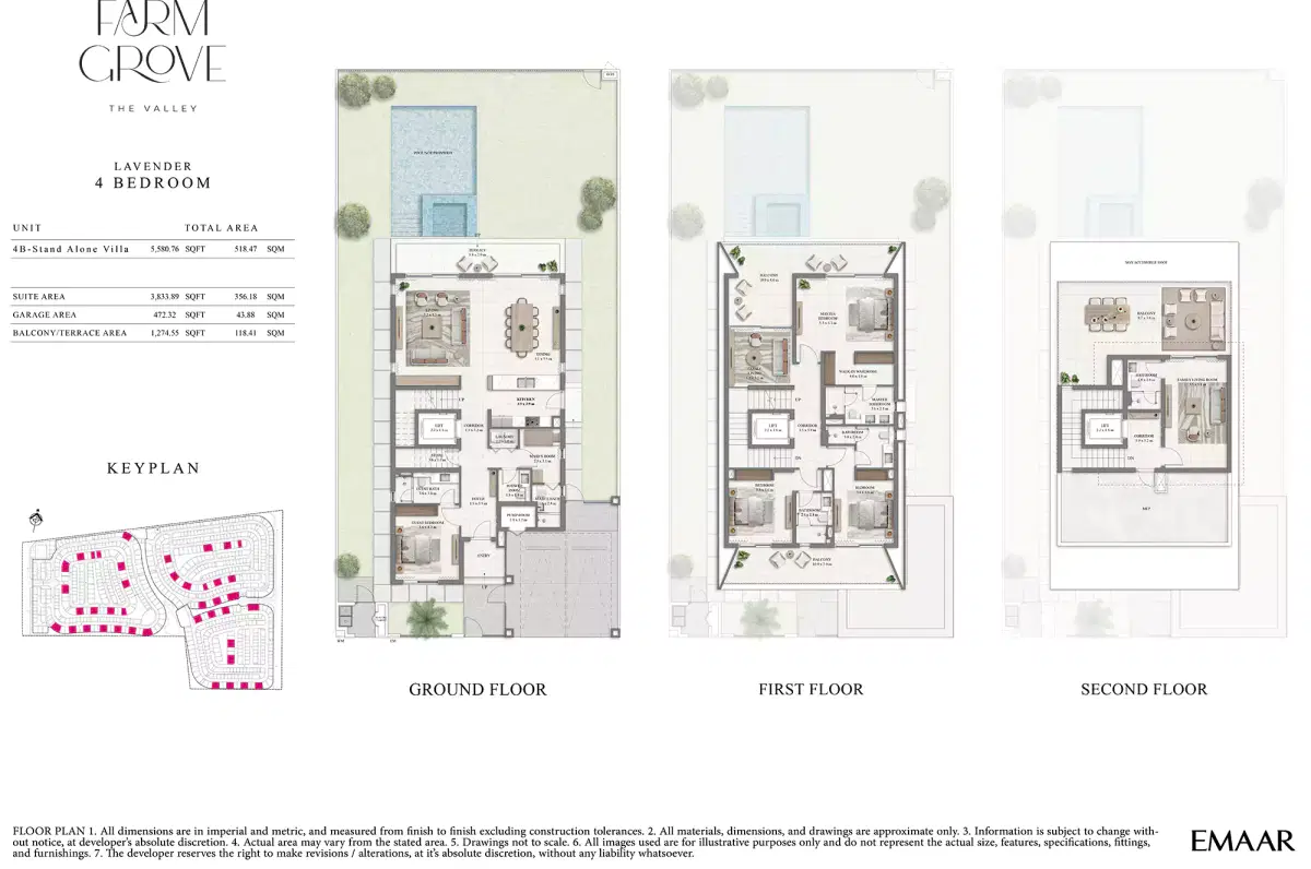 Emaar Farm Grove At The Valley Dubai 4 Bedroom Stand Alone Villa Floor Plan
