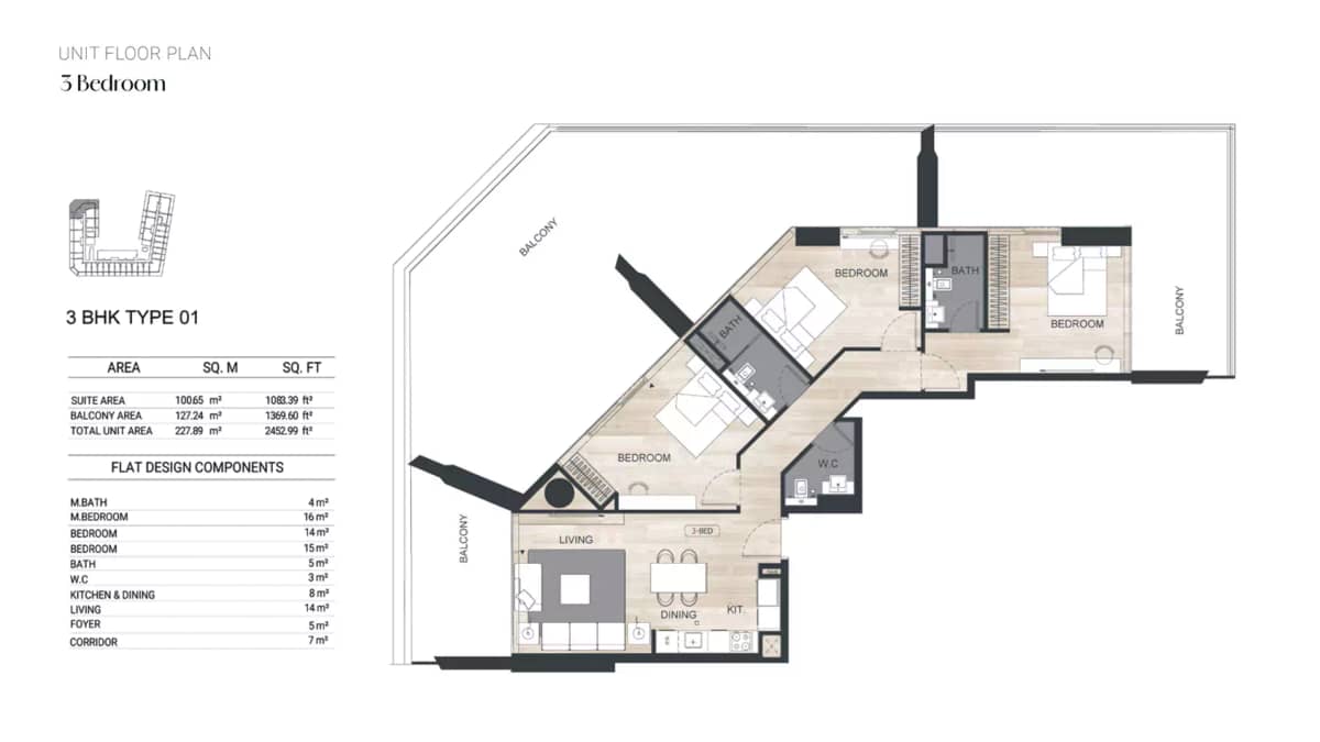 3 Bedroom Apartments