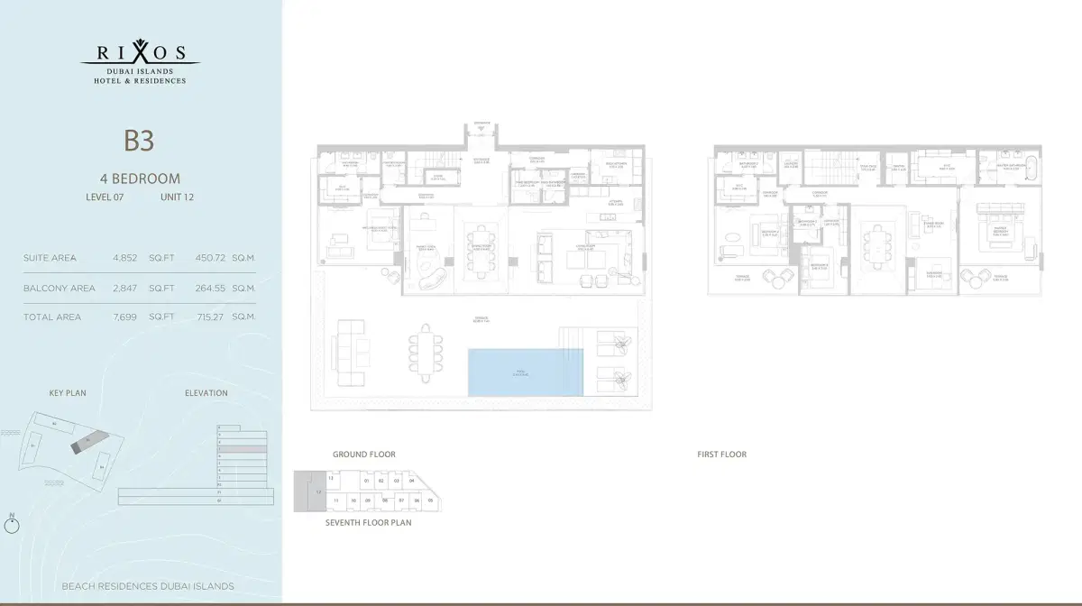 Nakheel Rixos Phase 2 Dubai 4 BR Floor Plan 7,699 Sq. Ft.