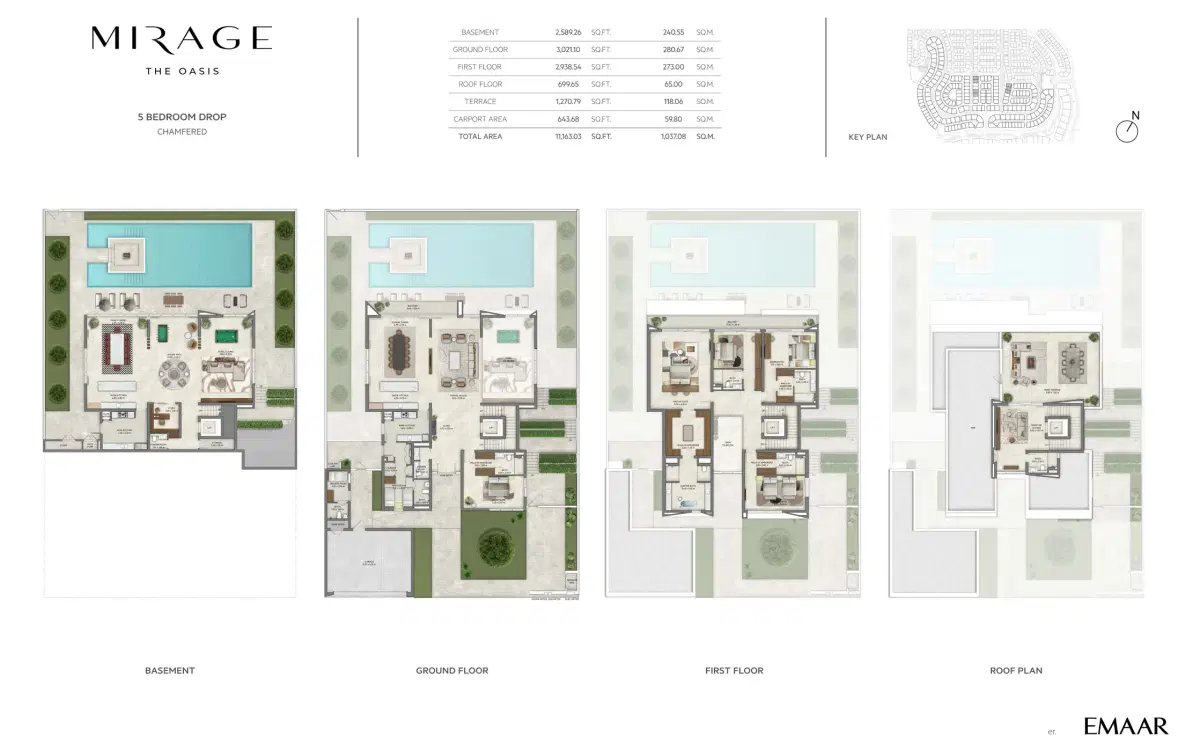 EMAAR Mirage Villas at The Oasis Dubai 5 BR Villas Floor Plan
