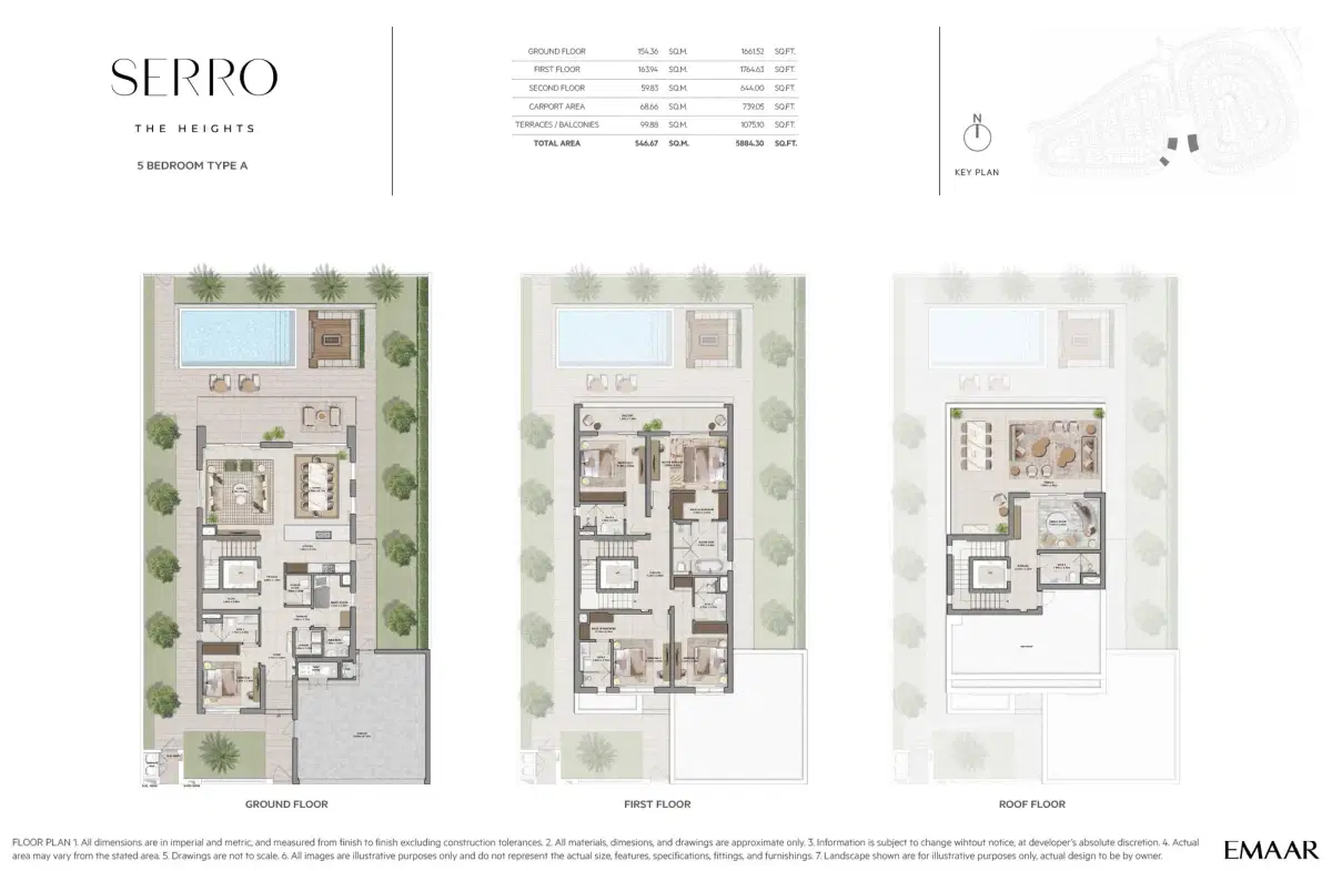 Emaar Serro Villa at The Heights Country Club & Wellness 5 BR Villa Floor Plan