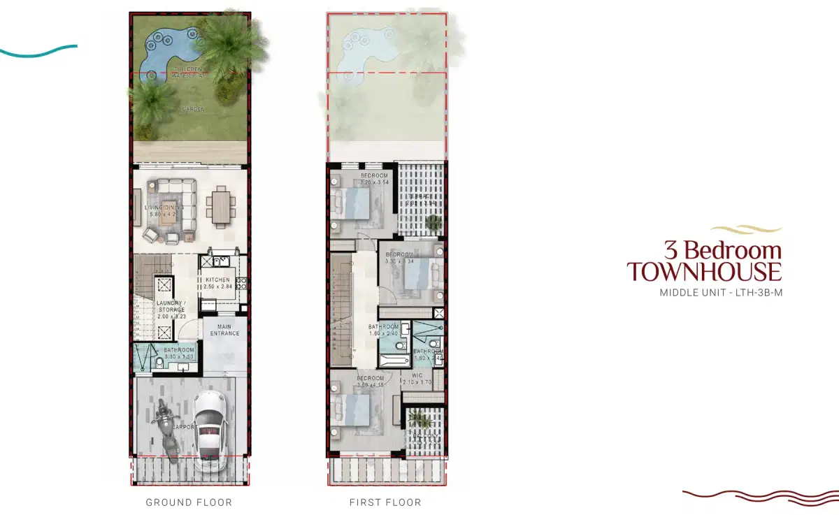 Damac Costa Brava 3 BR Townhouse Floor Plan