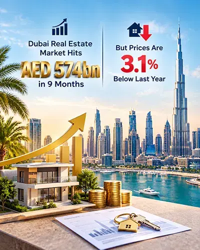 Dubai Real Estate Market Hits AED 574bn in 9 Months, but Prices Are 3.1% Below Last Year