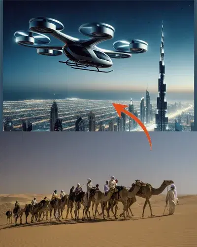 Dubai Public Transport Evolution- Flying Taxis & Camel Rides