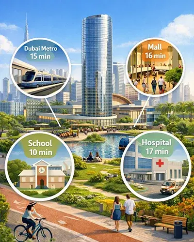 What is the 20 minute city concept Dubai?