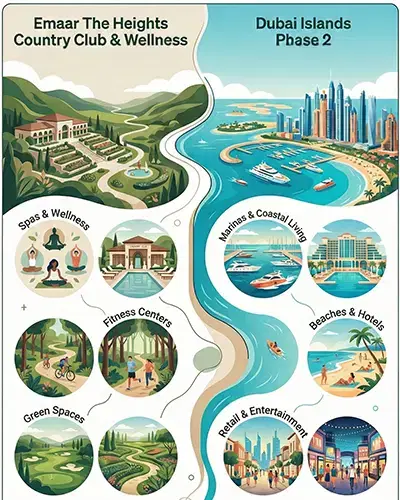 Emaar The Heights Country Club & Wellness vs DAMAC Islands Phase 2